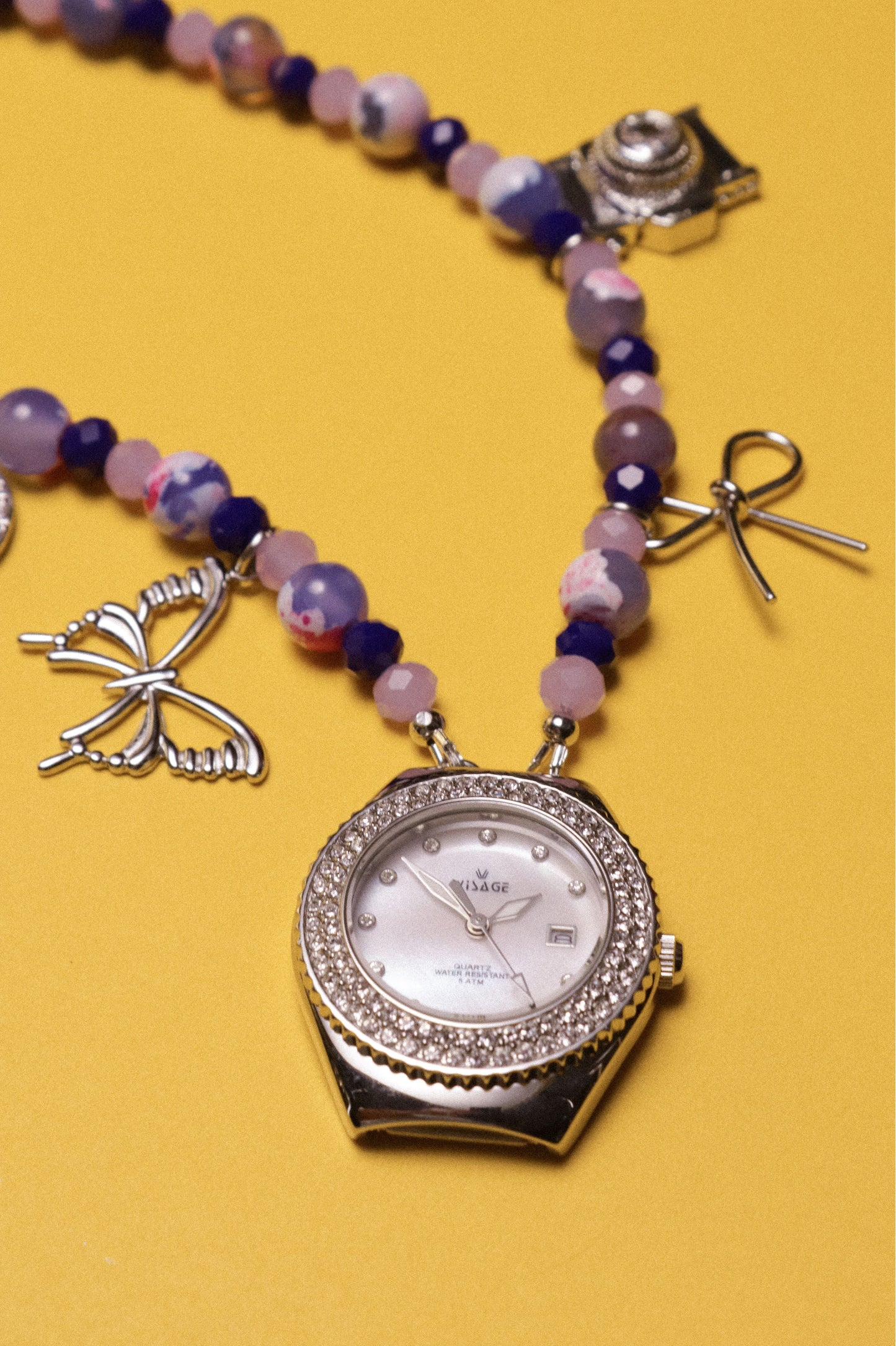 Tan Lines Beaded Watch Charm Necklace