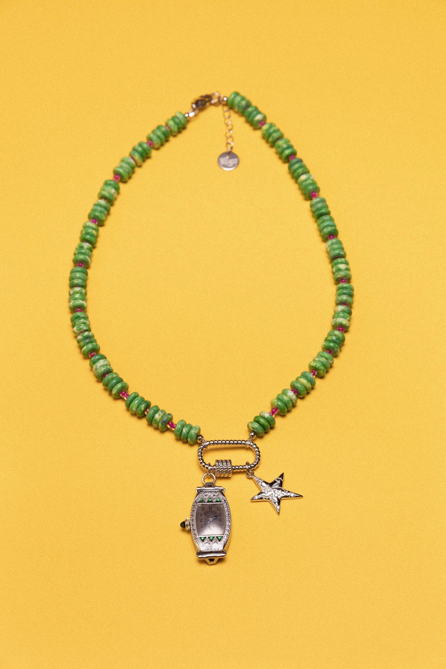 Under the Palm Tree Beaded Watch Charm Necklace