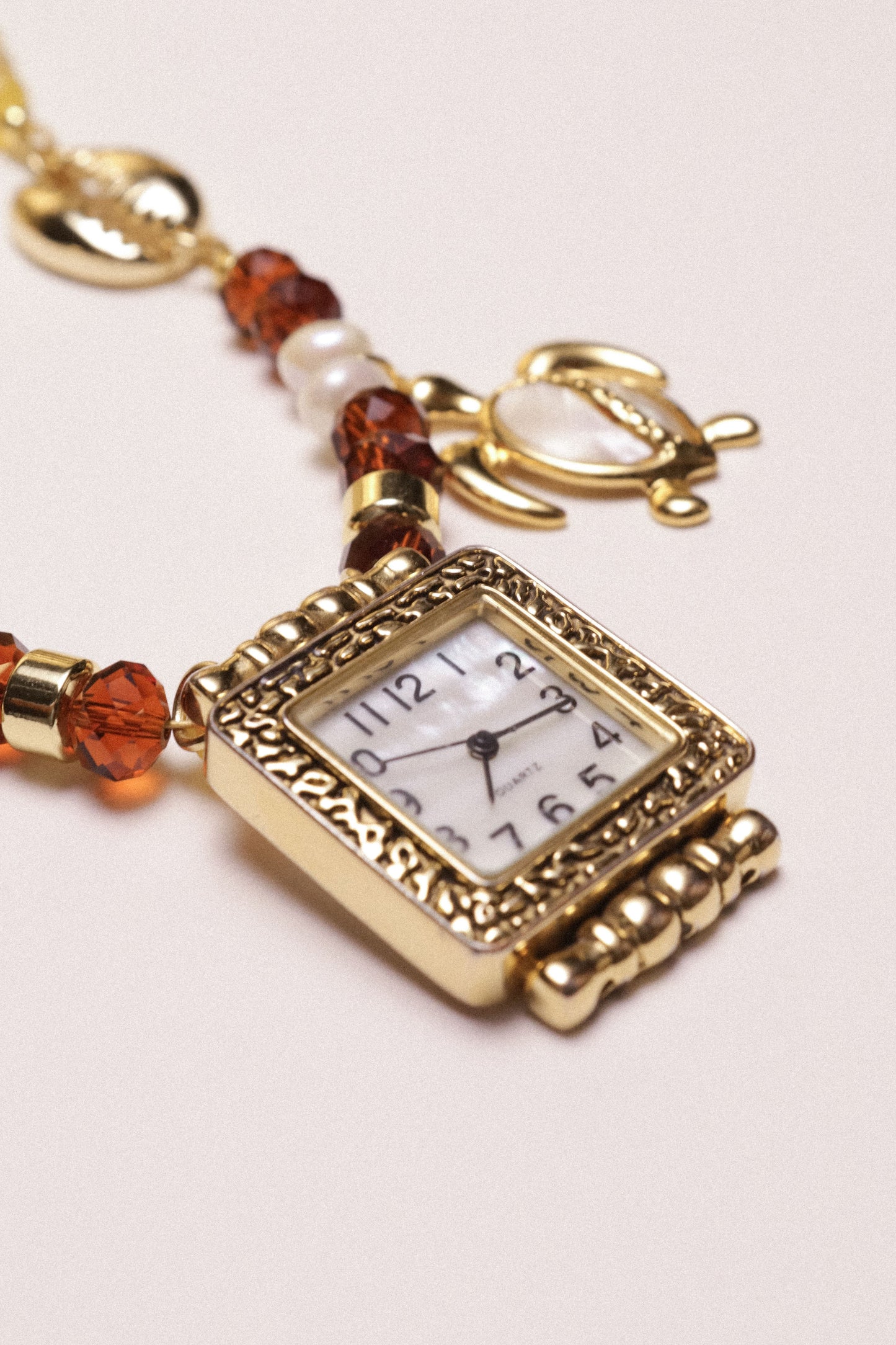 Sunset Beaded Watch Charm Necklace