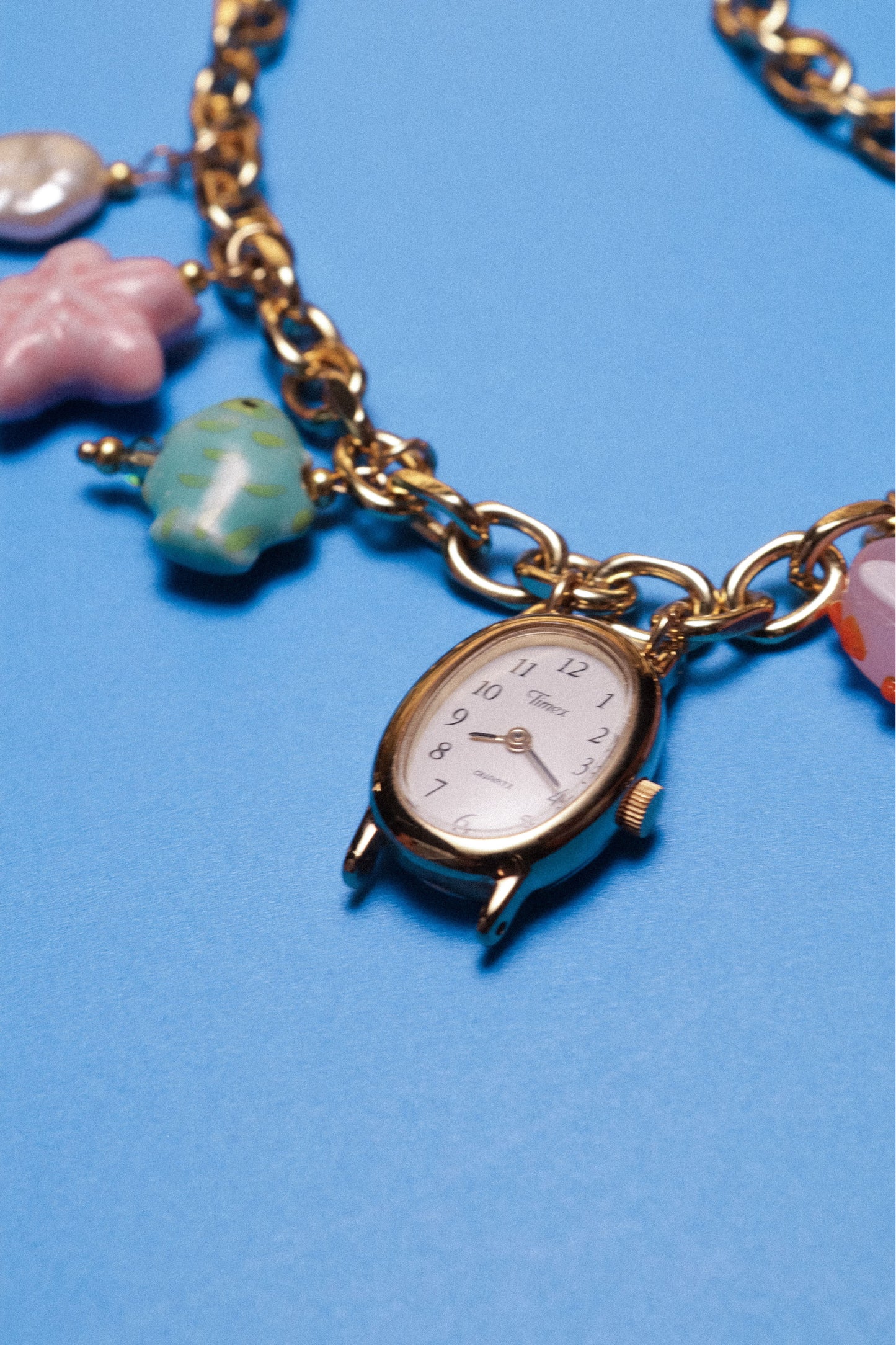 Neon Beach Days Watch Charm Necklace