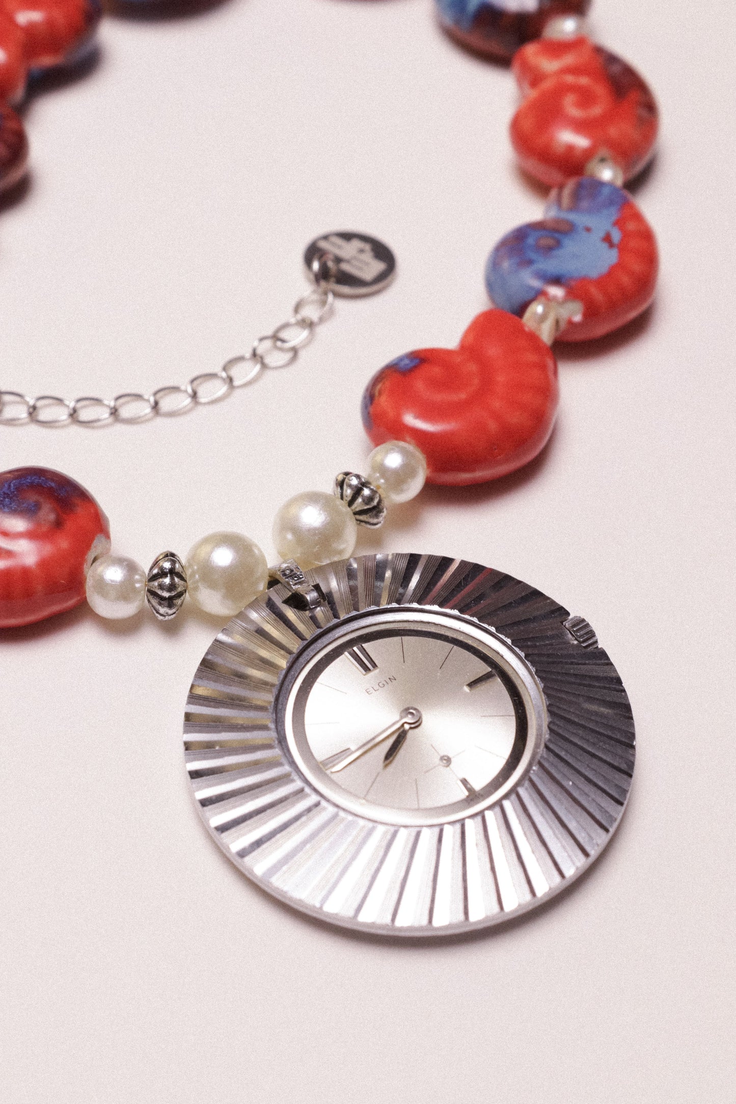 Coastal Flame Beaded Watch Charm Necklace