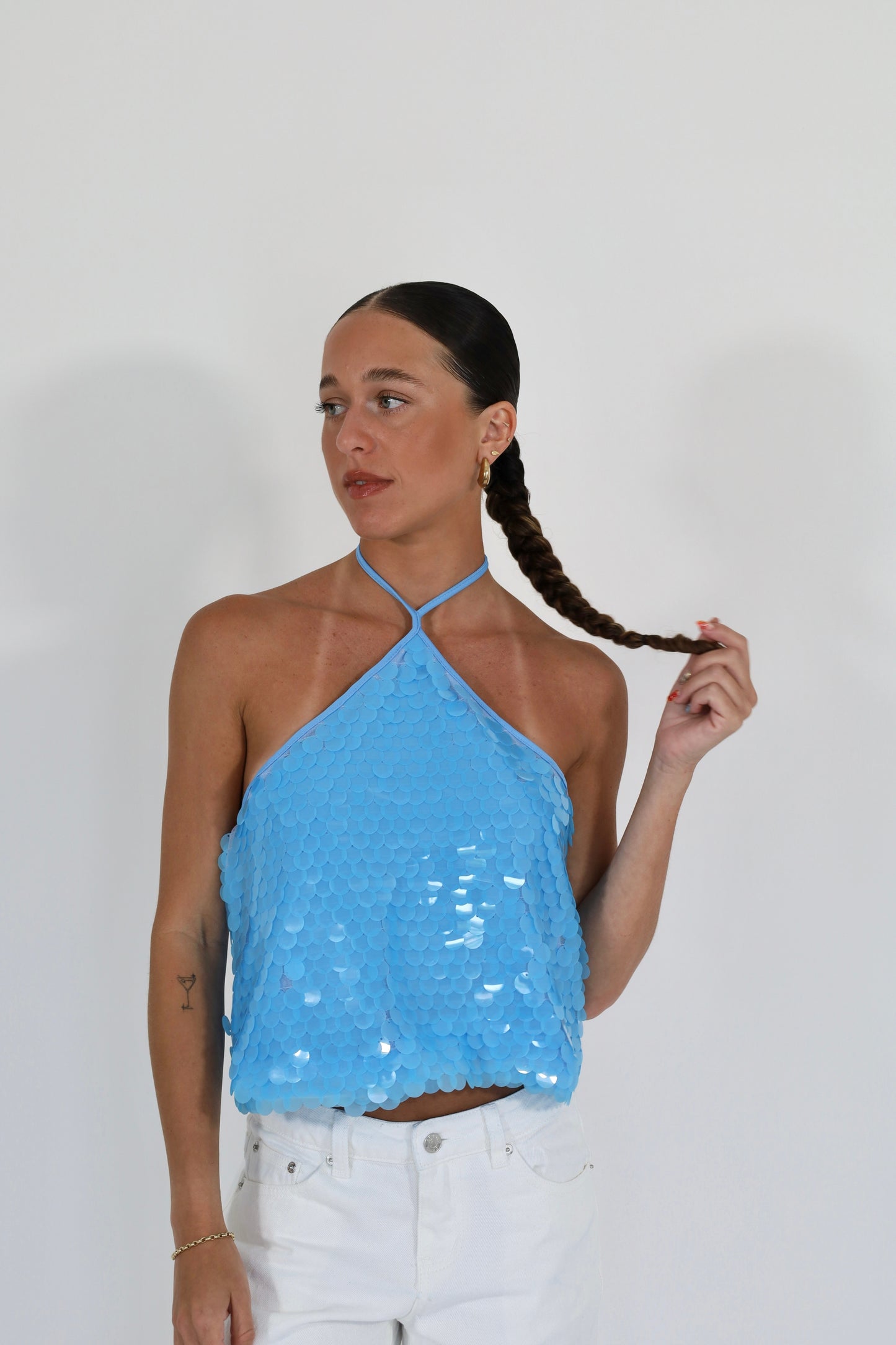 Blue Sequin Top