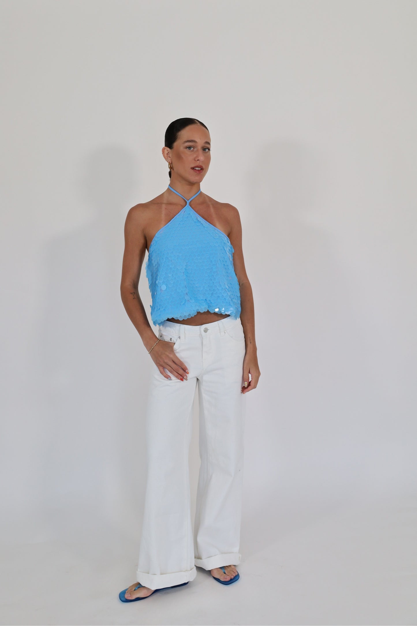 Blue Sequin Top