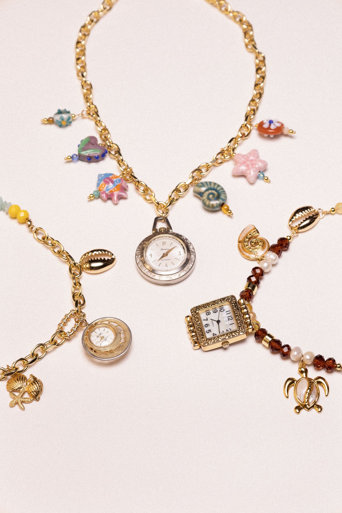 Sunset Beaded Watch Charm Necklace