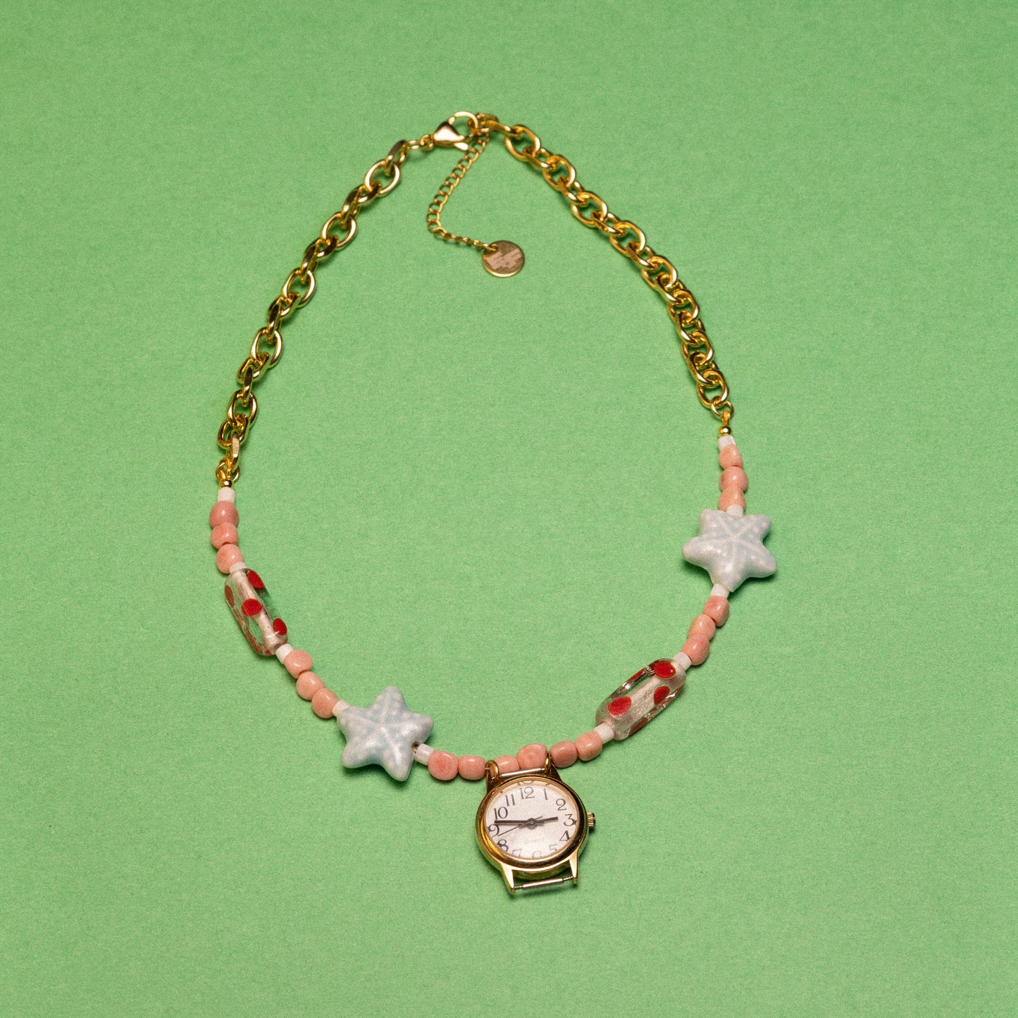 Starry Sea Beaded Watch Charm Necklace