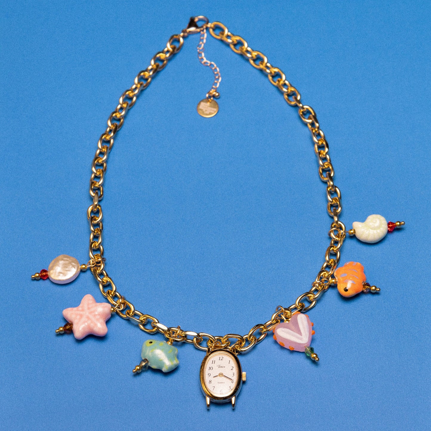 Neon Beach Days Watch Charm Necklace