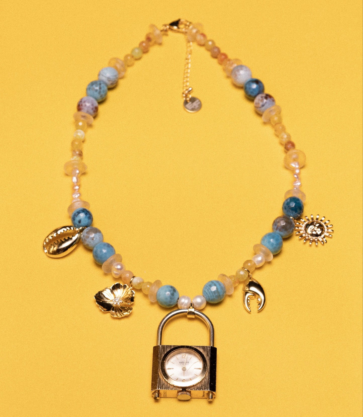 Key To The Sun Beaded Watch Charm Necklace