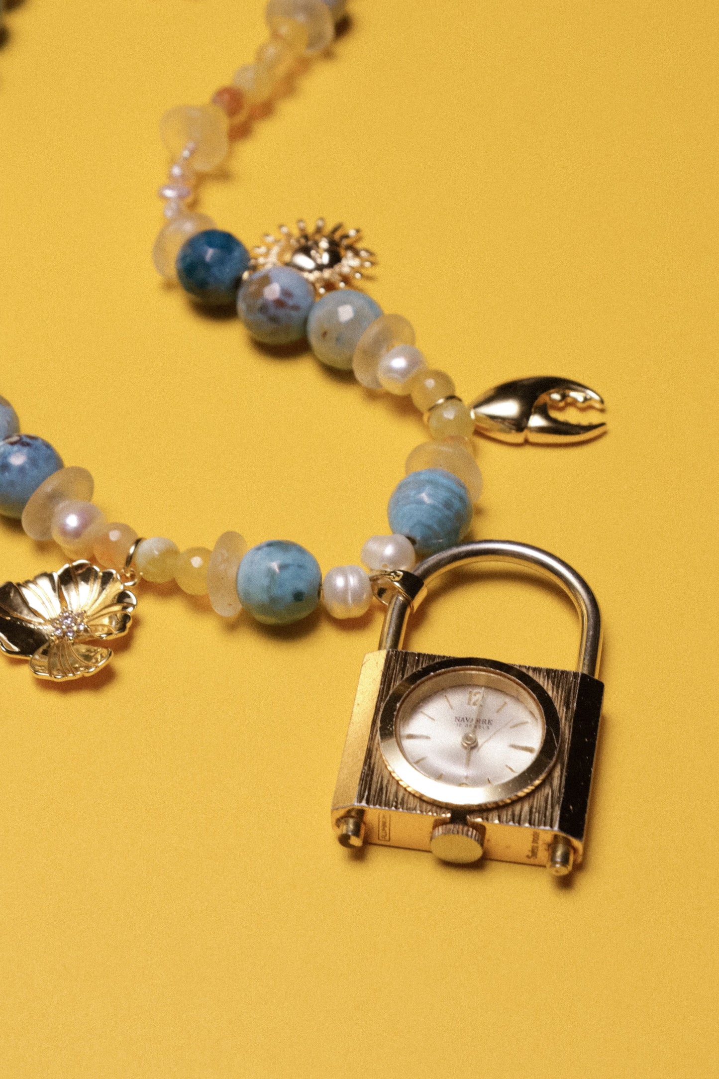 Key To The Sun Beaded Watch Charm Necklace