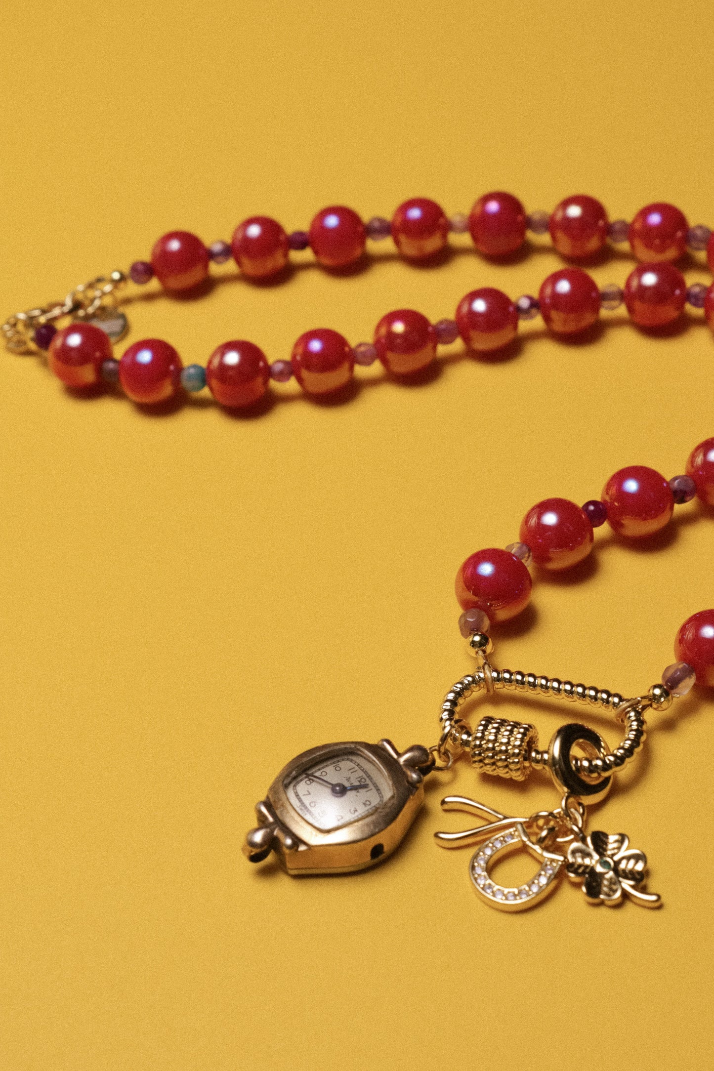 Luck Club Beaded Watch Charm Necklace