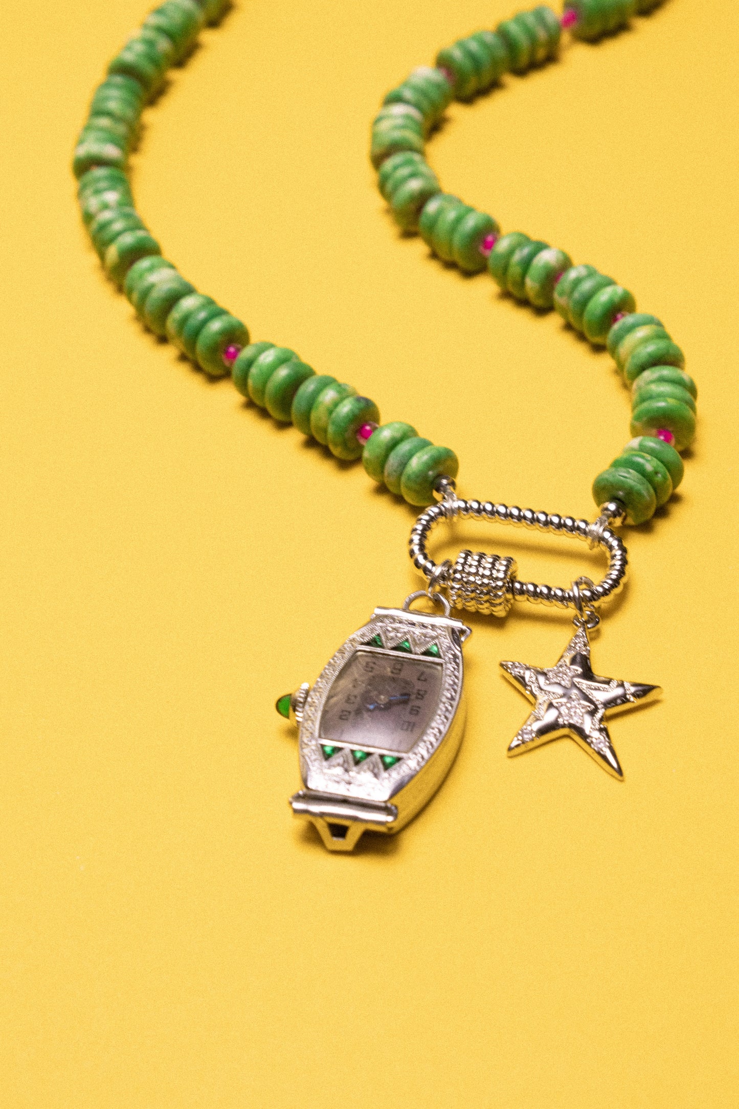 Under the Palm Tree Beaded Watch Charm Necklace