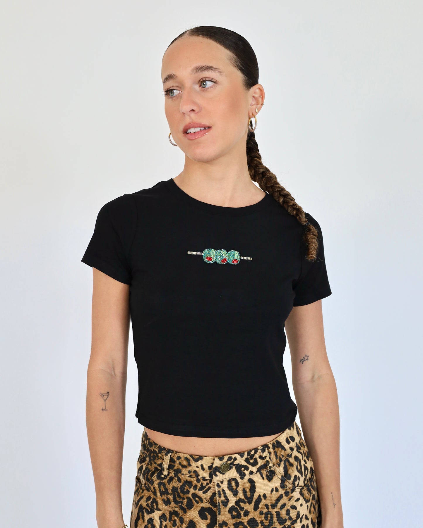 Olive Beaded Tee