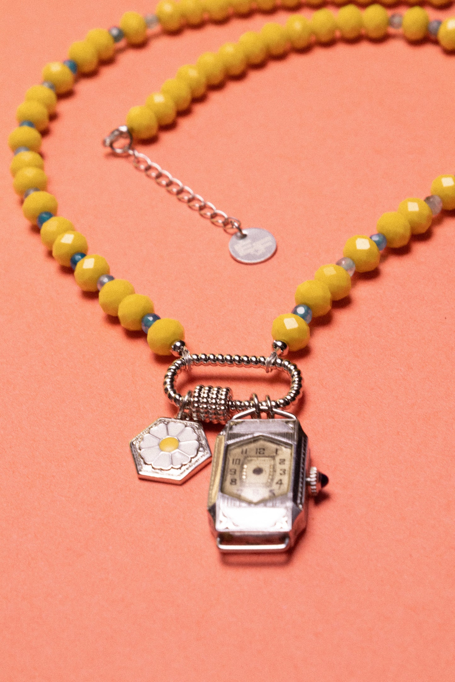 Retroflash Beaded Watch Charm Necklace