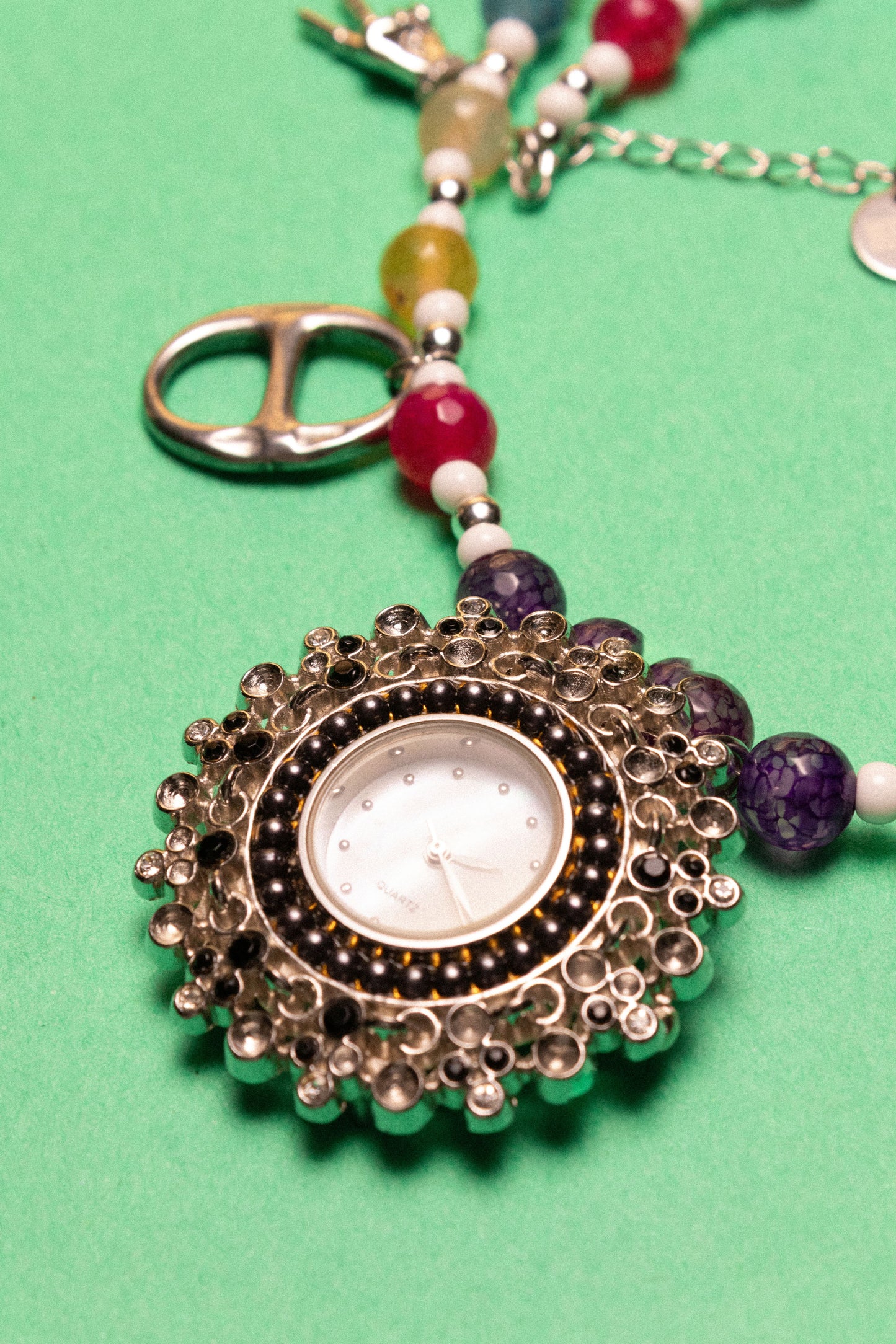 Caribbean Colors Beaded Watch Charm Necklace