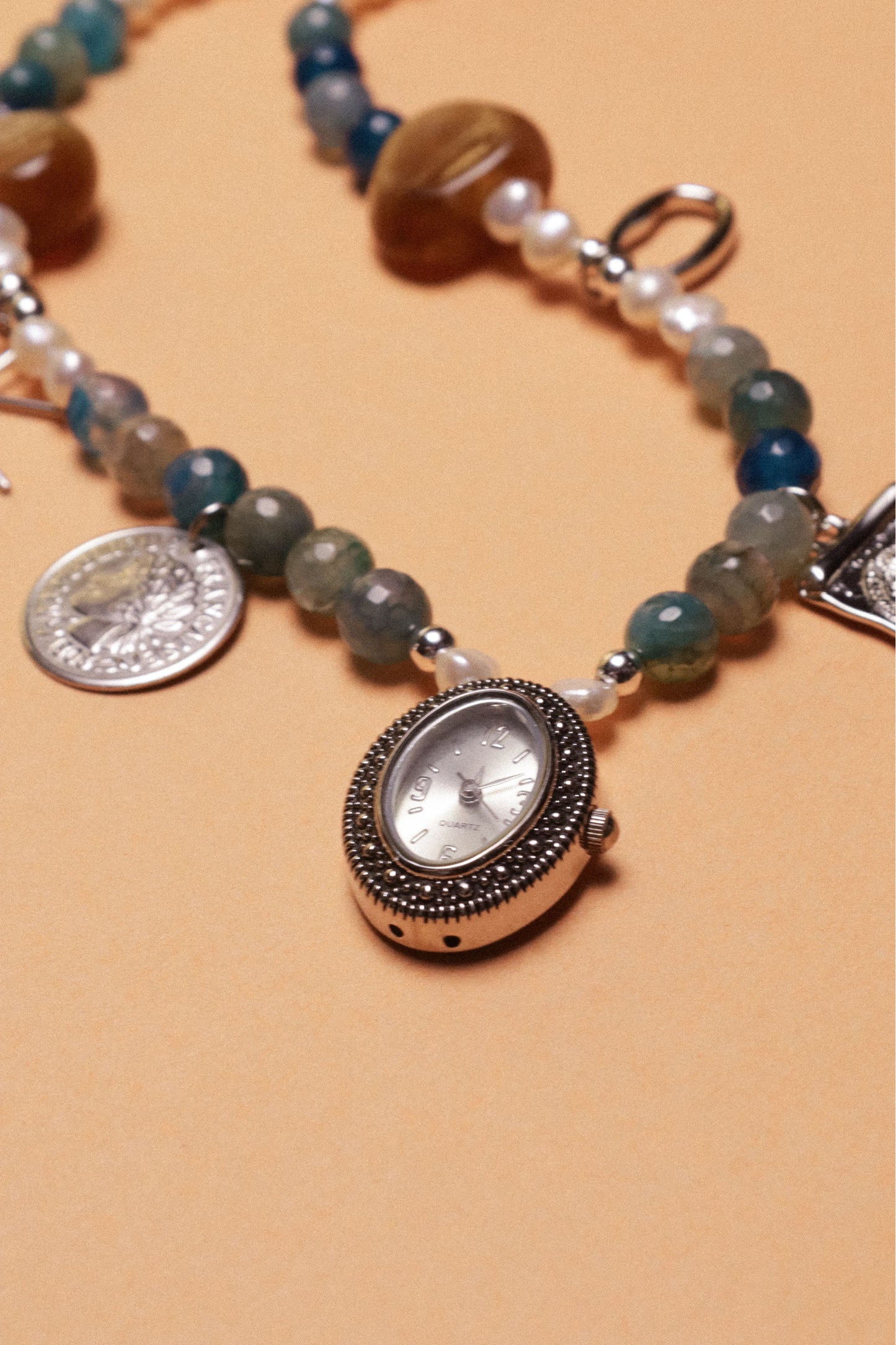Quick Trip Beaded Watch Charm Necklace