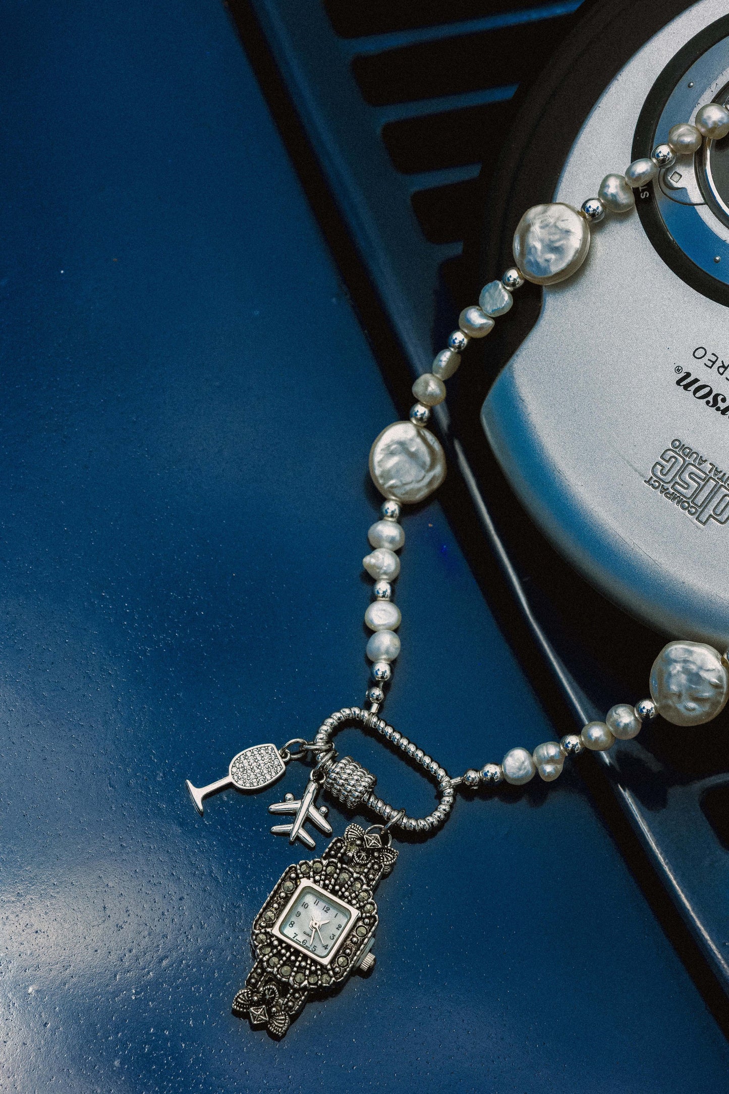 Reef Gem Beaded Watch Charm Necklace