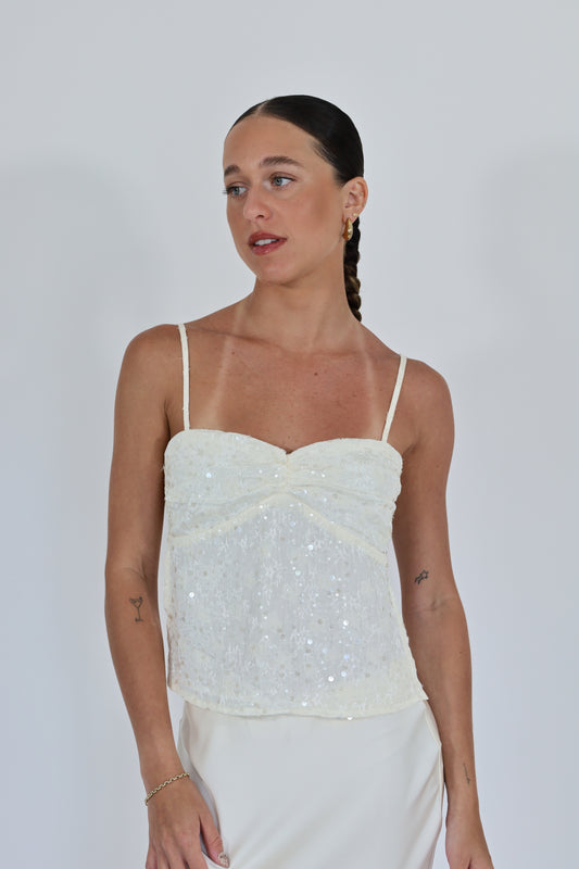 Ivory Sequin Top