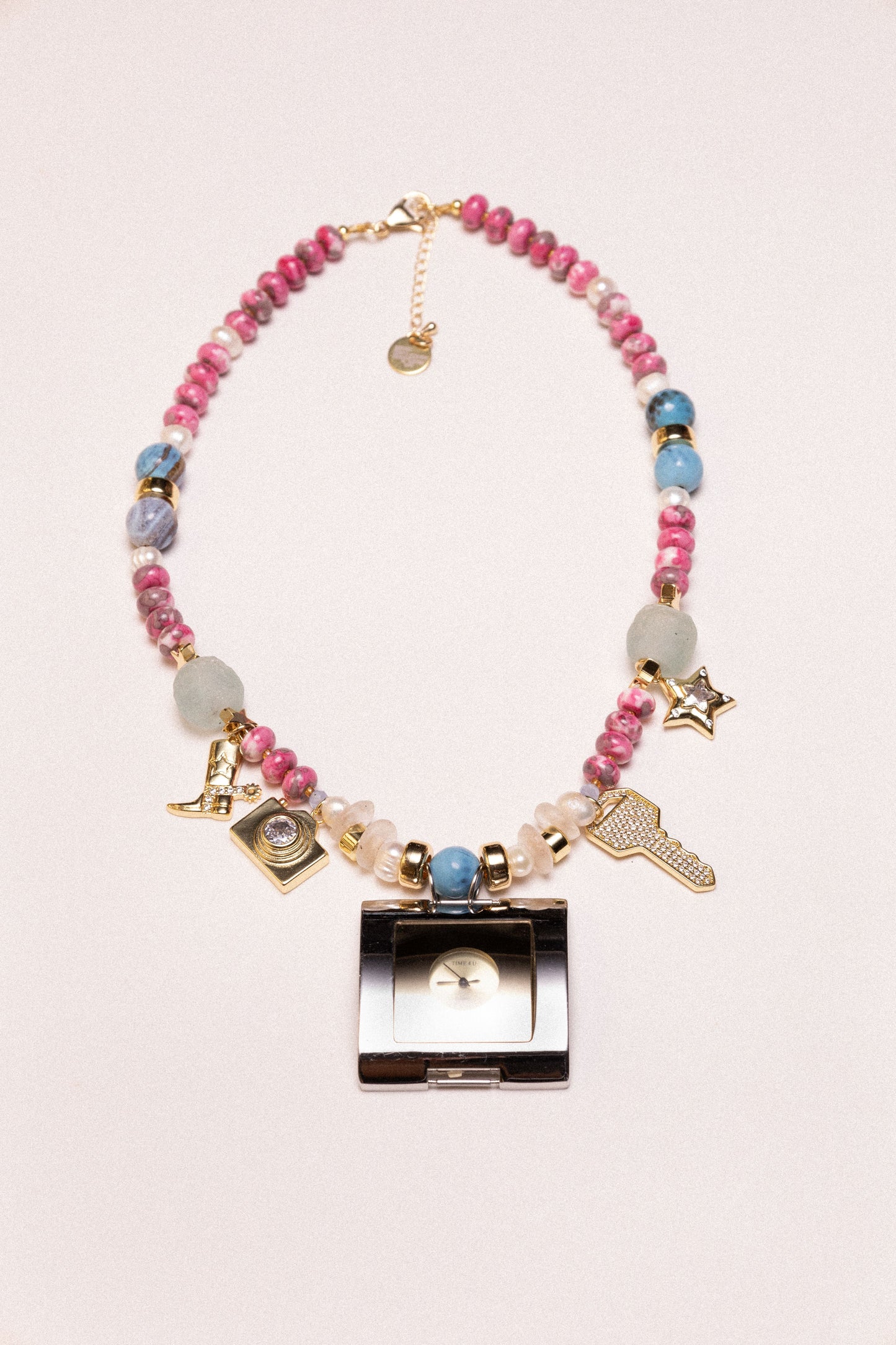 Main Character Beaded Watch Charm Necklace