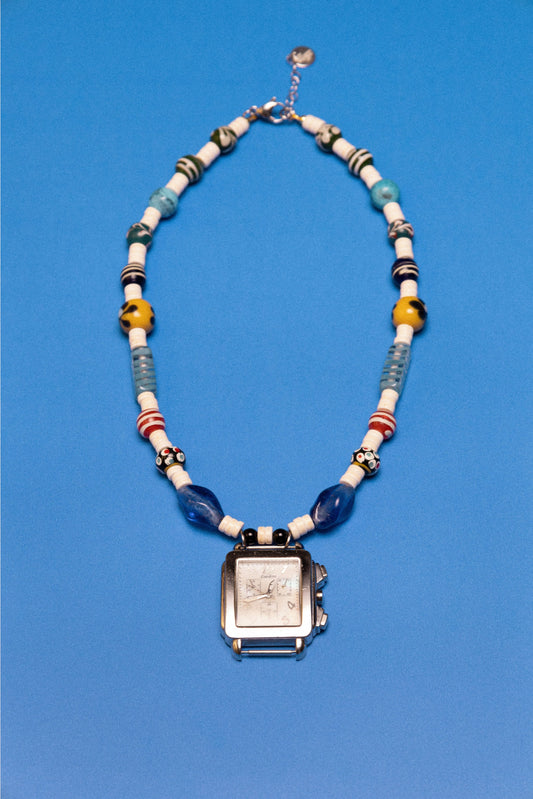 Swim Time Beaded Watch Charm Necklace