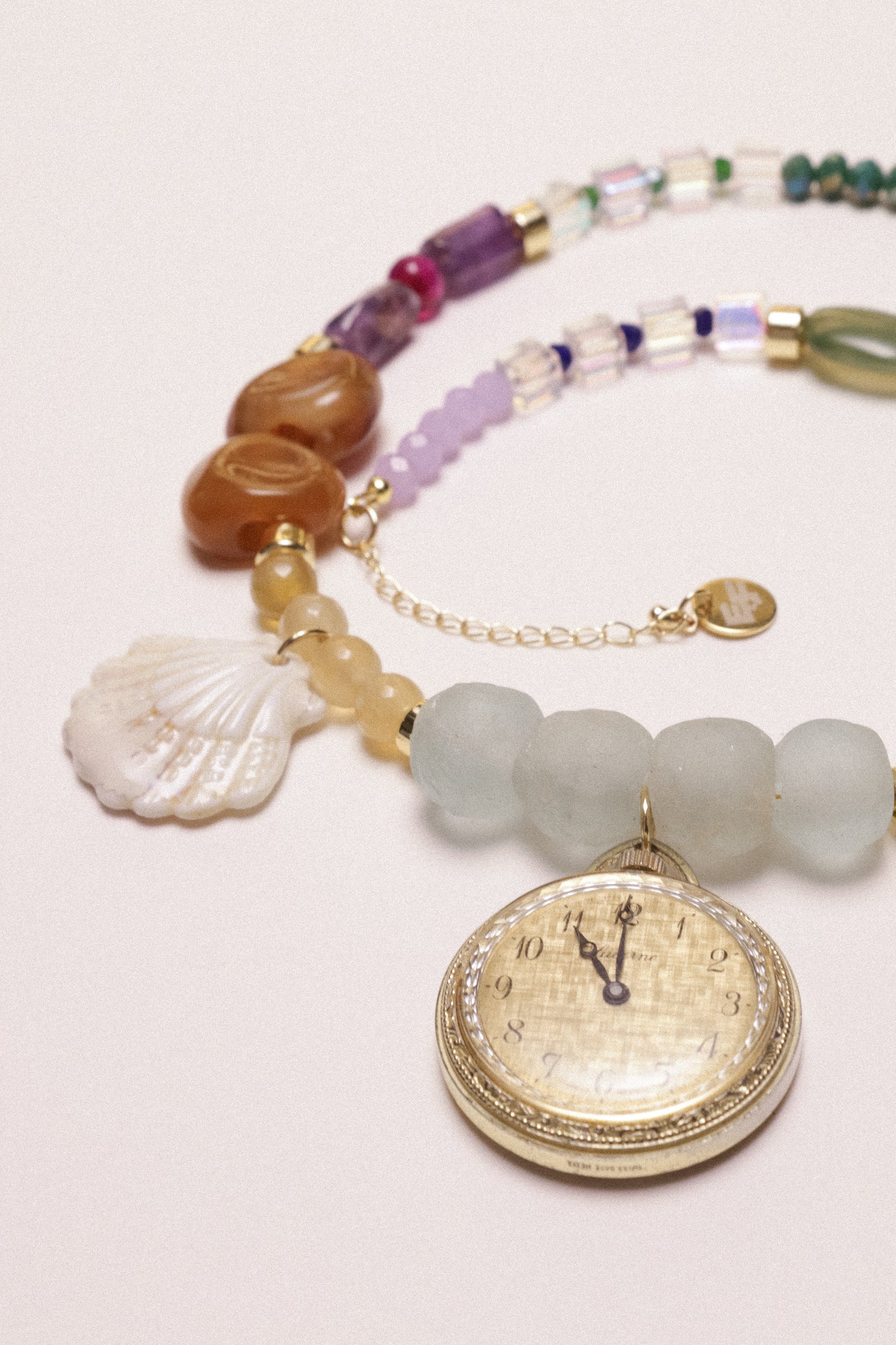 Seashell Haven Beaded Watch Charm Necklace