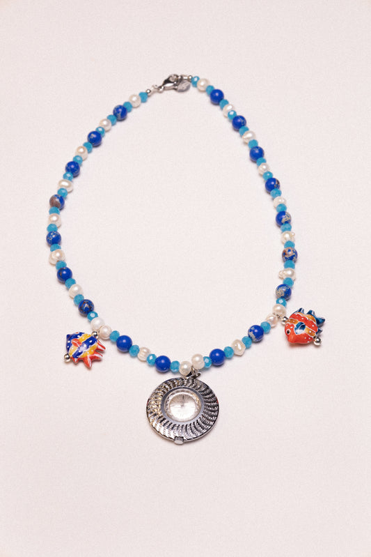 Gone Fishin' Beaded Watch Charm Necklace