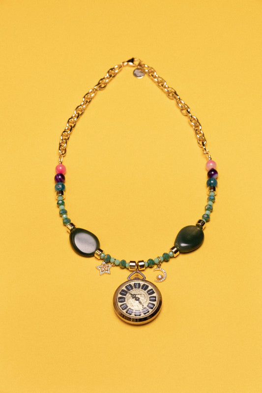 Beach Please Beaded Watch Charm Necklace