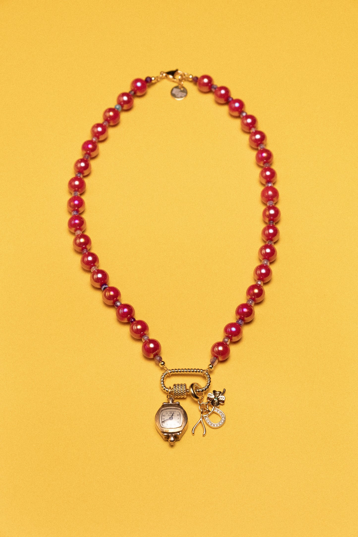 Luck Club Beaded Watch Charm Necklace