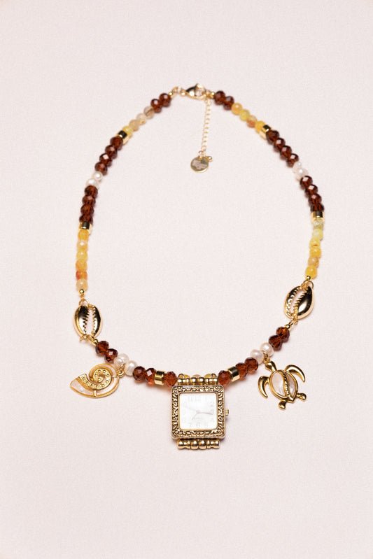 Sunset Beaded Watch Charm Necklace