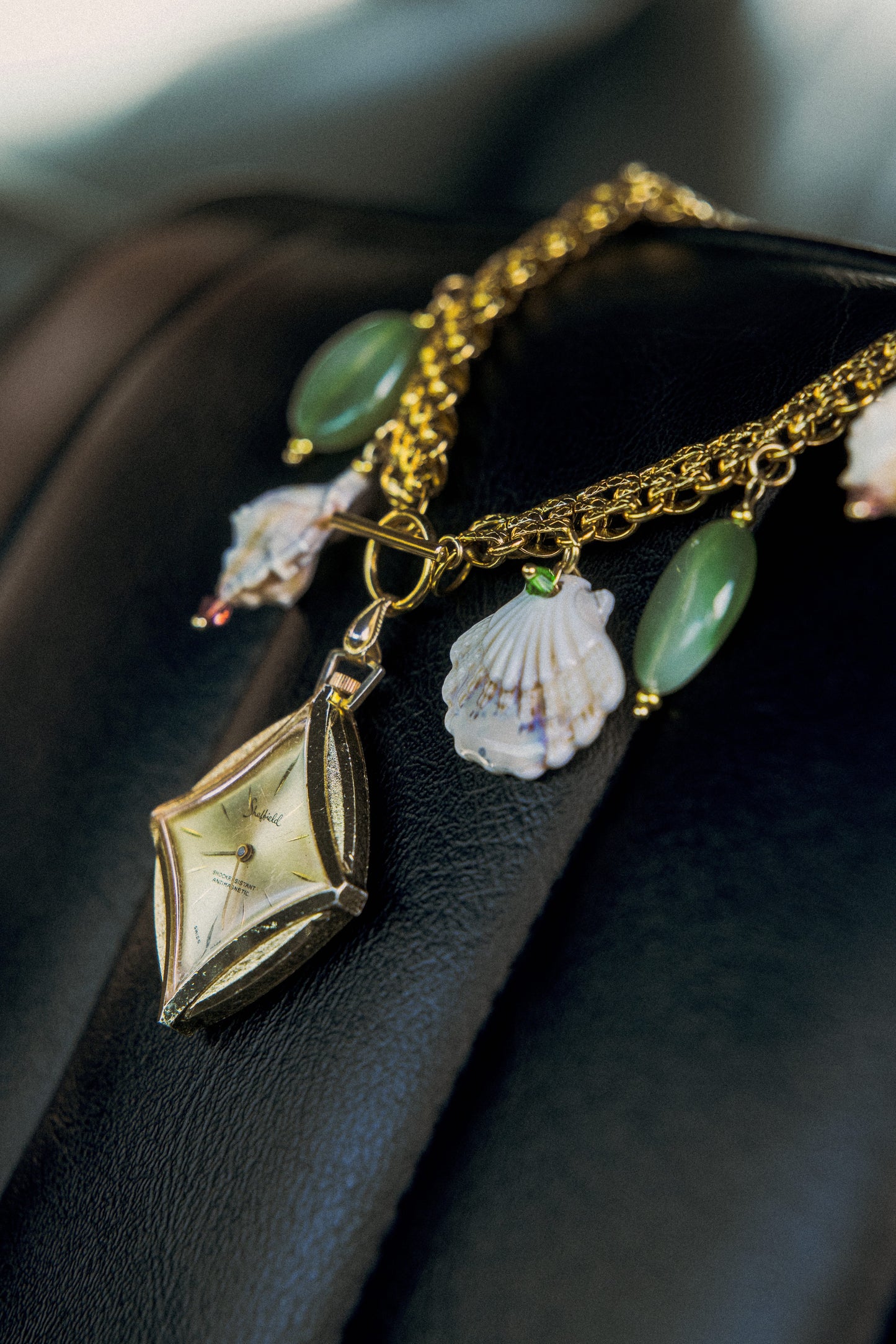 Shell Spell Watch Charm Necklace