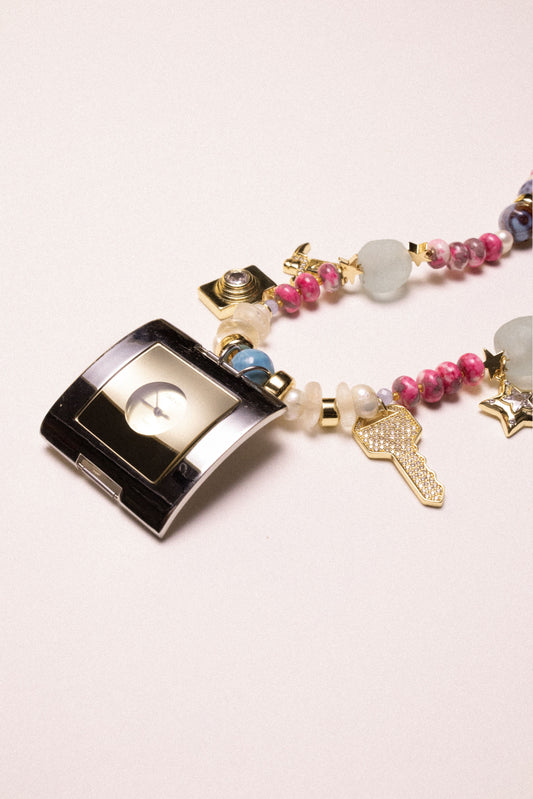 Main Character Beaded Watch Charm Necklace