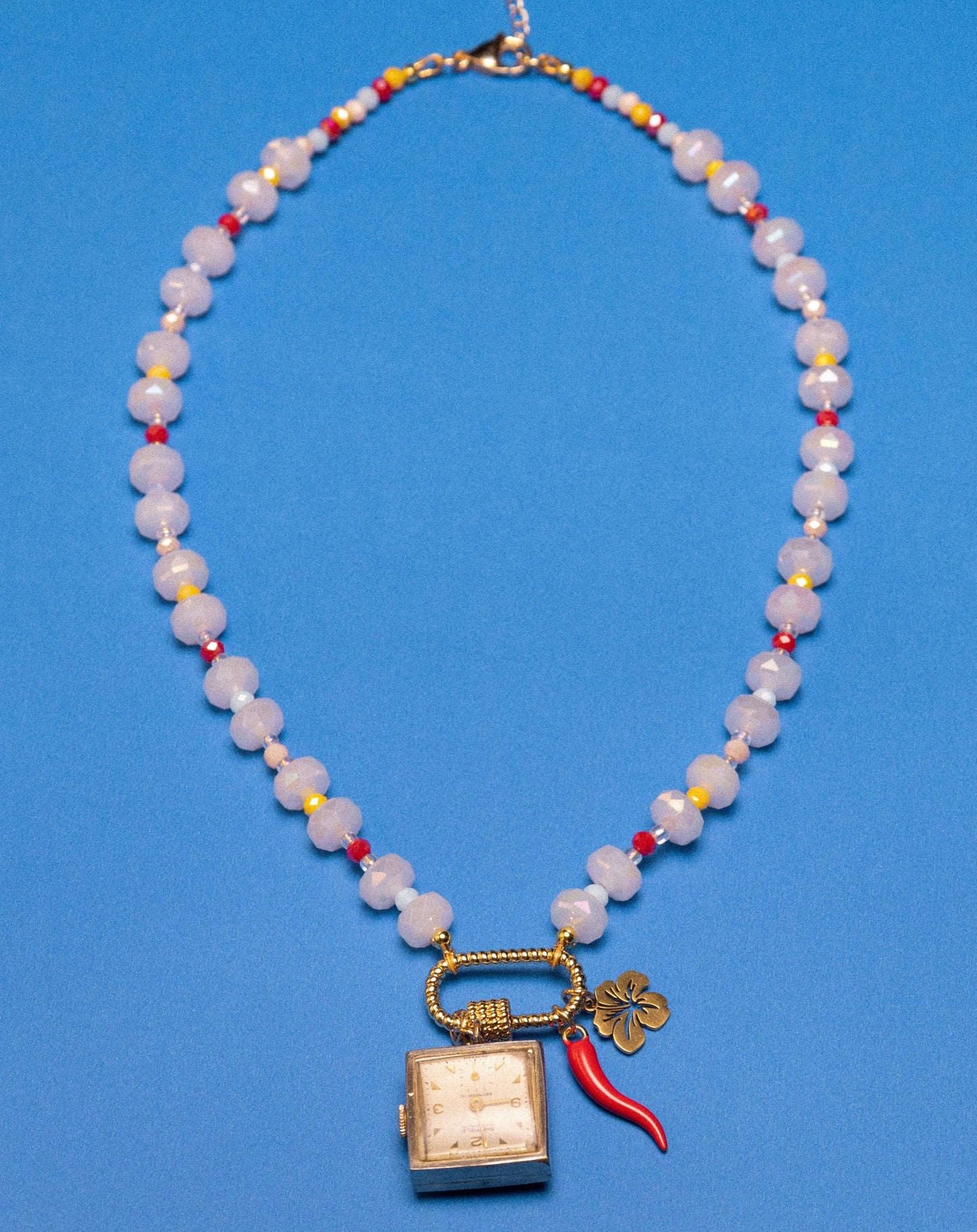 Hot & Spicy Beaded Watch Charm Necklace