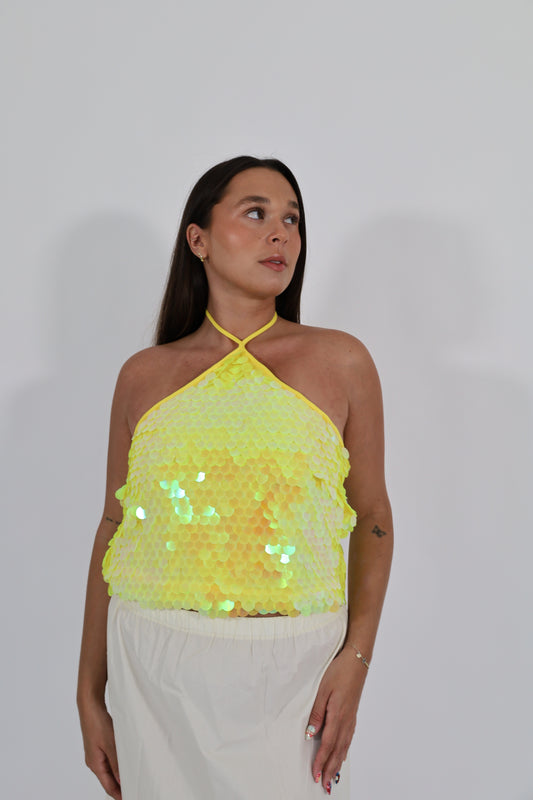 Yellow Sequin Top