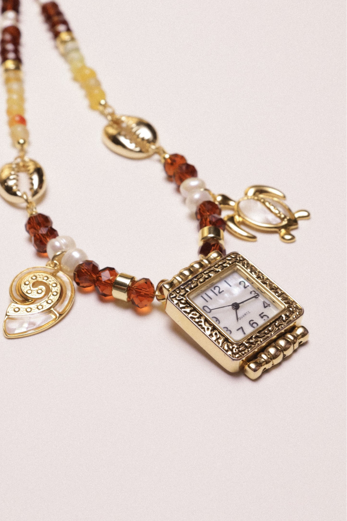 Sunset Beaded Watch Charm Necklace
