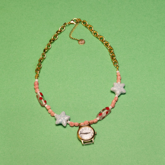 Starry Sea Beaded Watch Charm Necklace