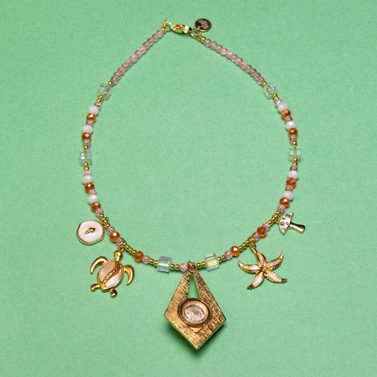 Sunlit Soul Beaded Watch Charm Necklace