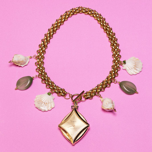 Shell Spell Watch Charm Necklace