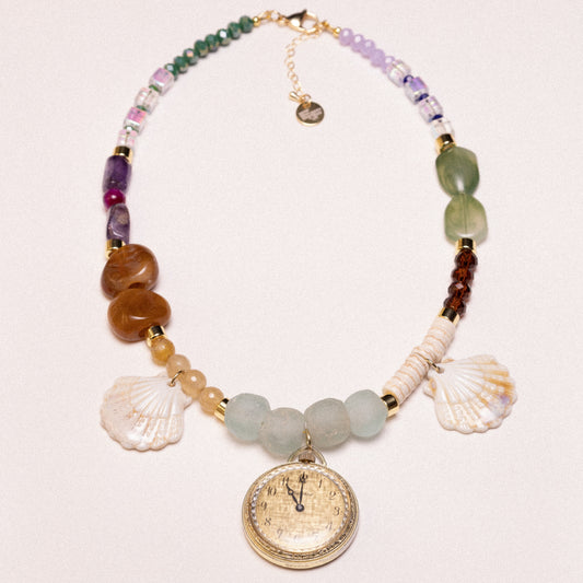 Seashell Haven Beaded Watch Charm Necklace