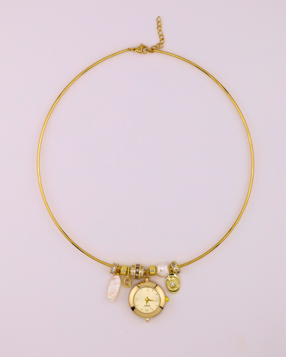 Soleil Watch Necklace - Gold