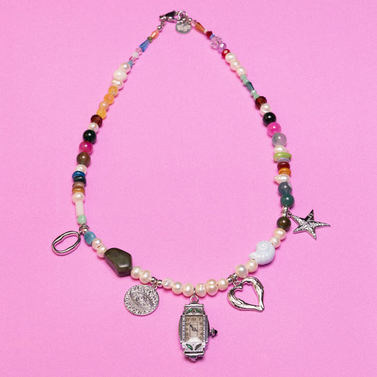 Midday Melt Beaded Watch Charm Necklace