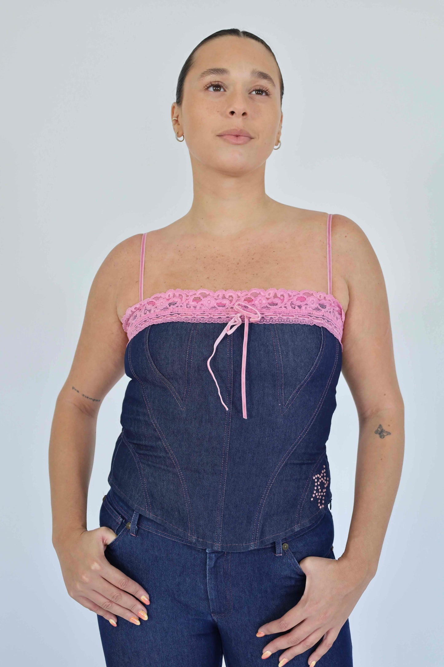 Denim Rhinestone Set - Betsey Johnson