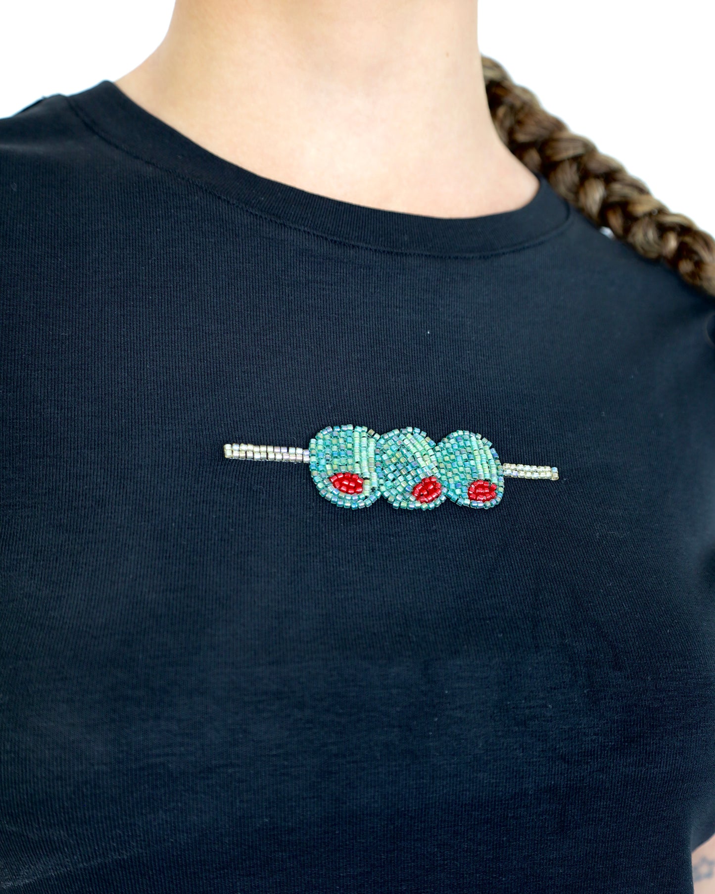 Olive Beaded Tee