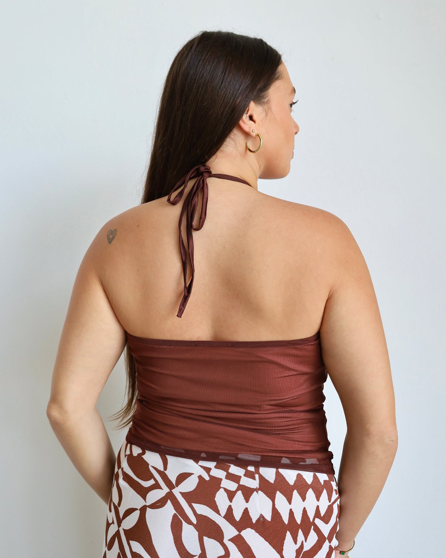 Brown Mesh Top