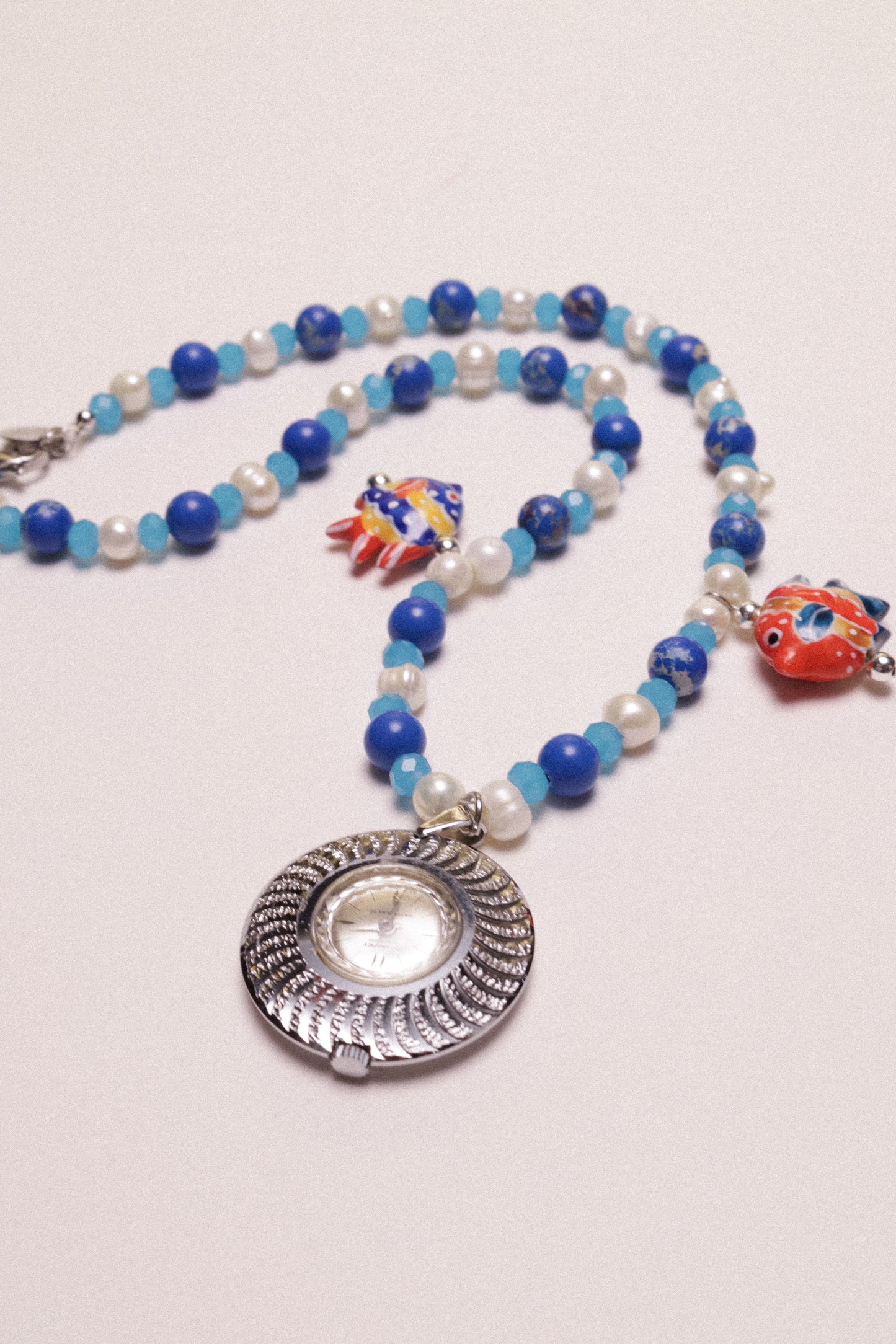 Gone Fishin' Beaded Watch Charm Necklace
