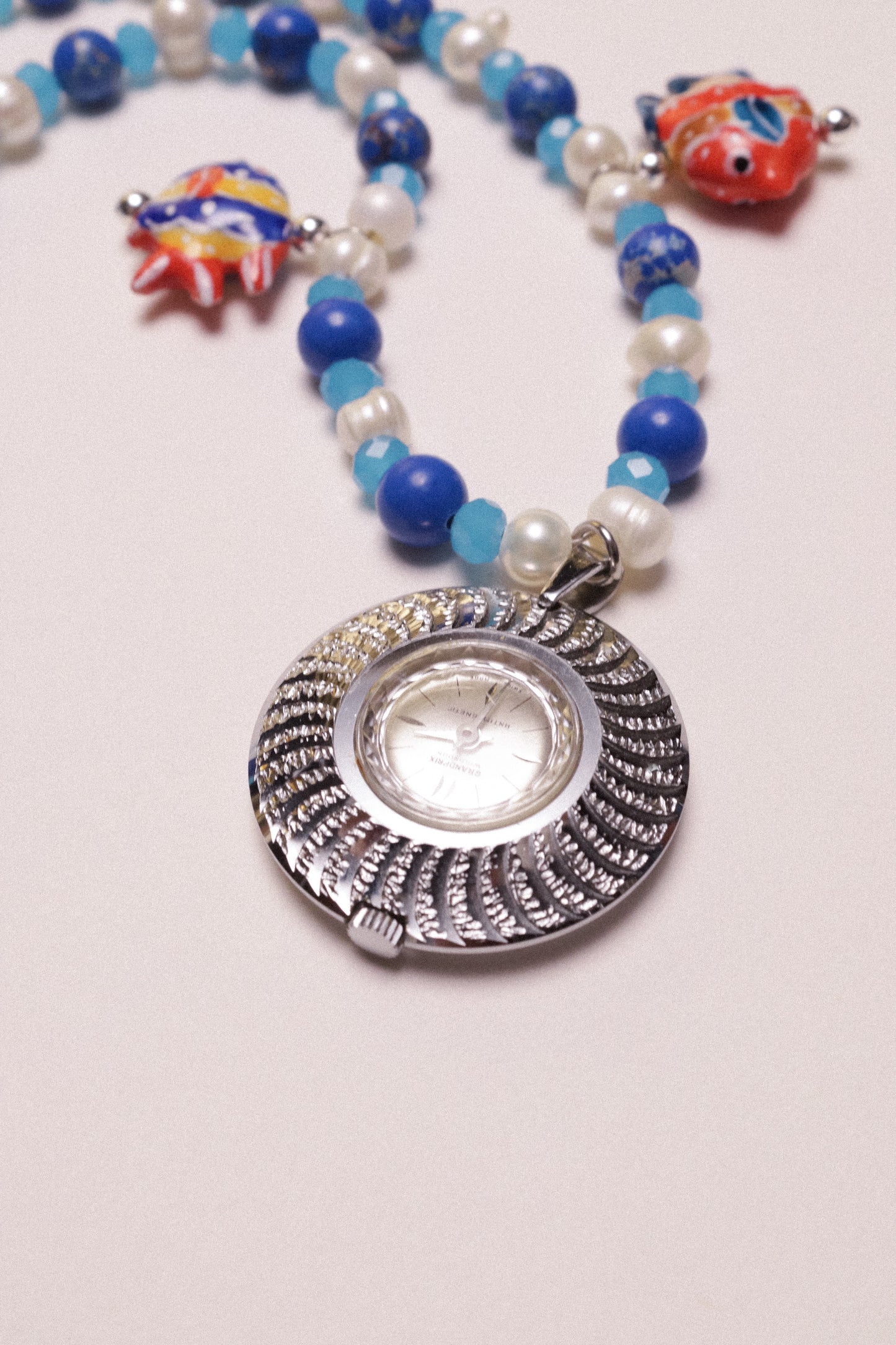 Gone Fishin' Beaded Watch Charm Necklace