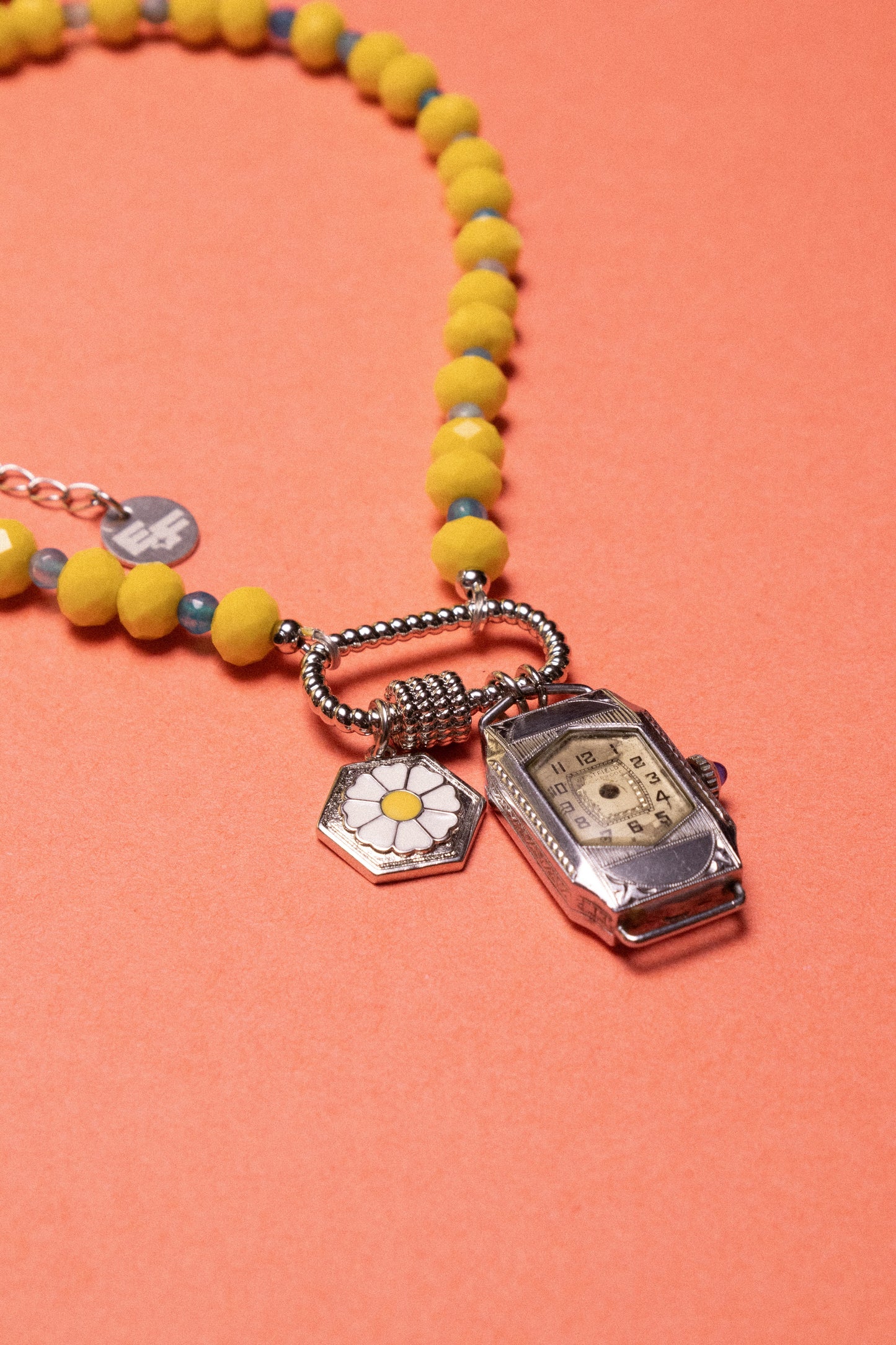 Retroflash Beaded Watch Charm Necklace