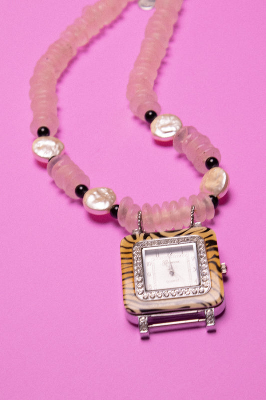 Chic Safari Beaded Watch Charm Necklace