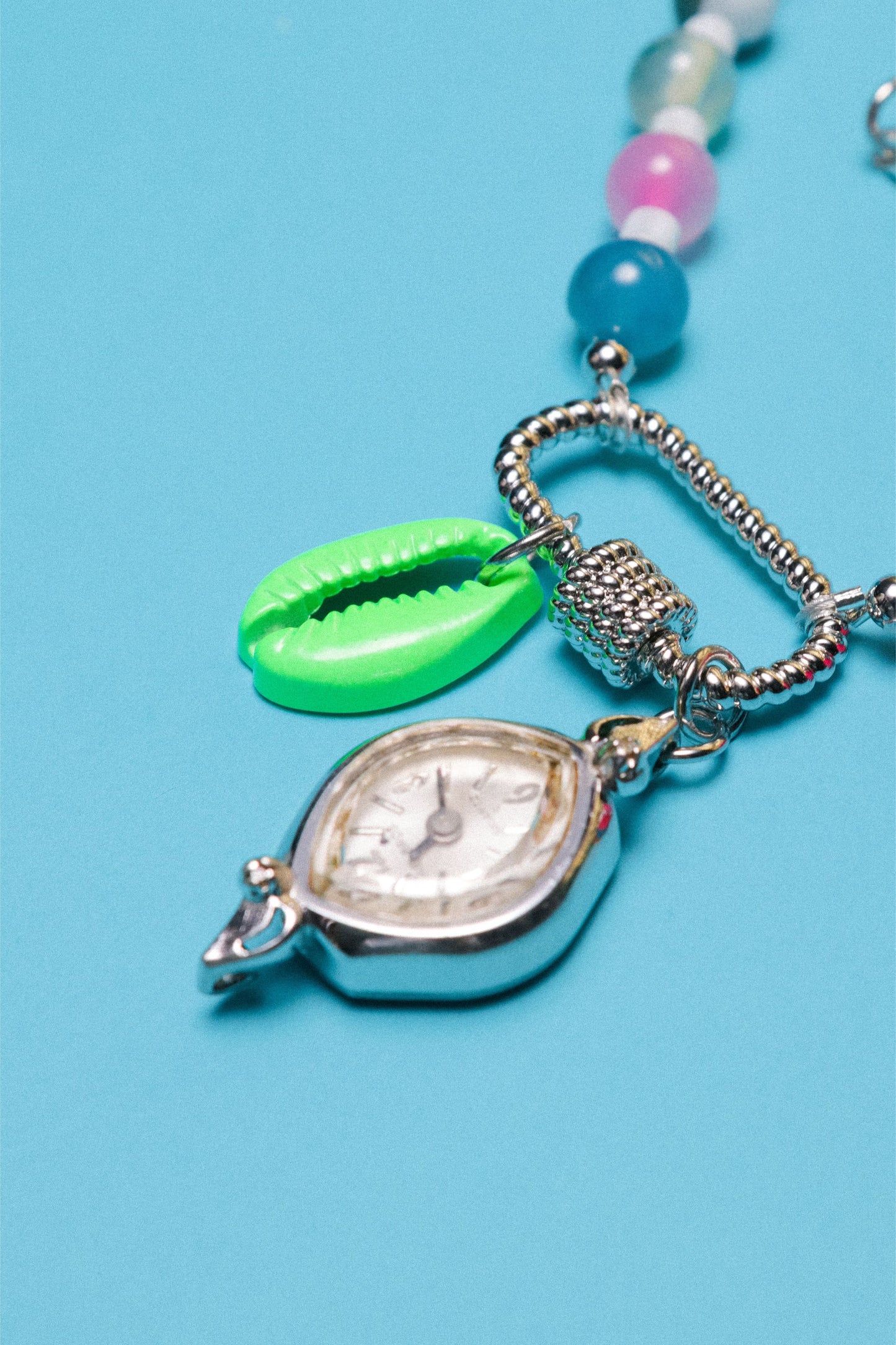 Rainbow Pop Beaded Watch Charm Necklce