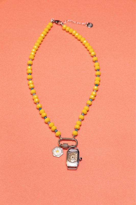 Retroflash Beaded Watch Charm Necklace